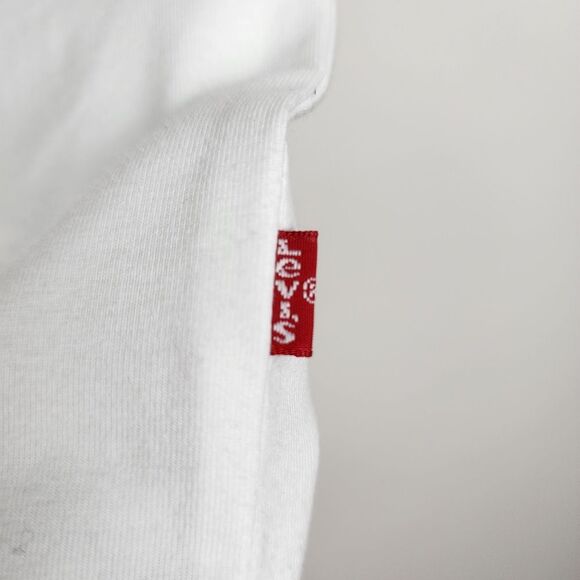 Levis Crop Top Tank Top Floral Graphic Print Stretchy Cream Cotton Size L - Picture 6 of 12